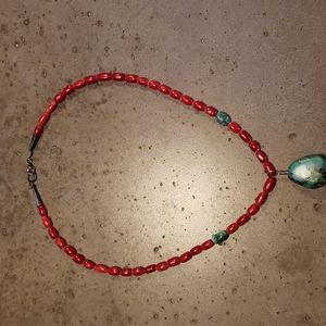Turquoise and Red Jasper necklace